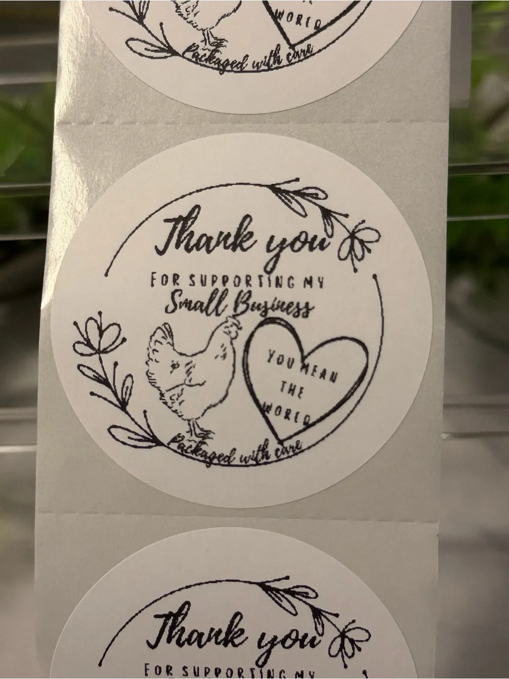 Chicken Thank You Stickers 2” Circle | 200 Small Business Labels Country Theme